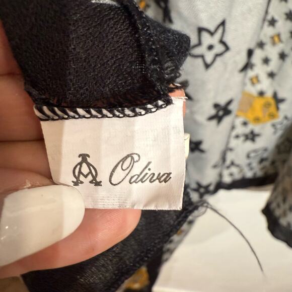 Odiva Black Print Open Front Kimono Sz O/S - Picture 4 of 12